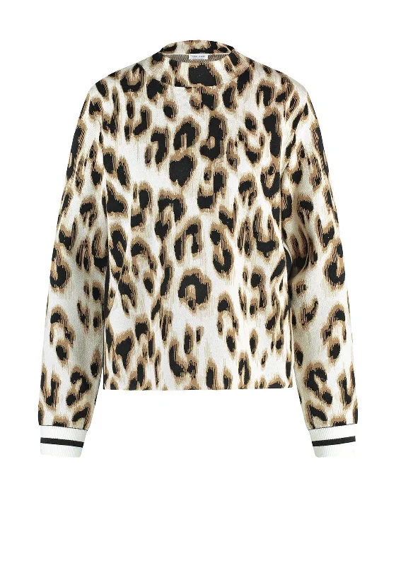 Gerry Weber Leopard Print High Neck Jumper, Brown Chenille Blend Fleece Blend Nylon Blend Gerry Weber Leopard Print High Neck Jumper, Brown Chenille Blend Fleece Blend Nylon Blend