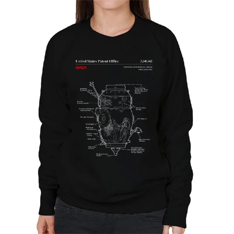 NASA Russian Mini Research Module 2 Blueprint Women's Sweatshirt Hoodie with Lace Feminine Delicate NASA Russian Mini Research Module 2 Blueprint Women's Sweatshirt Hoodie with Lace Feminine Delicate