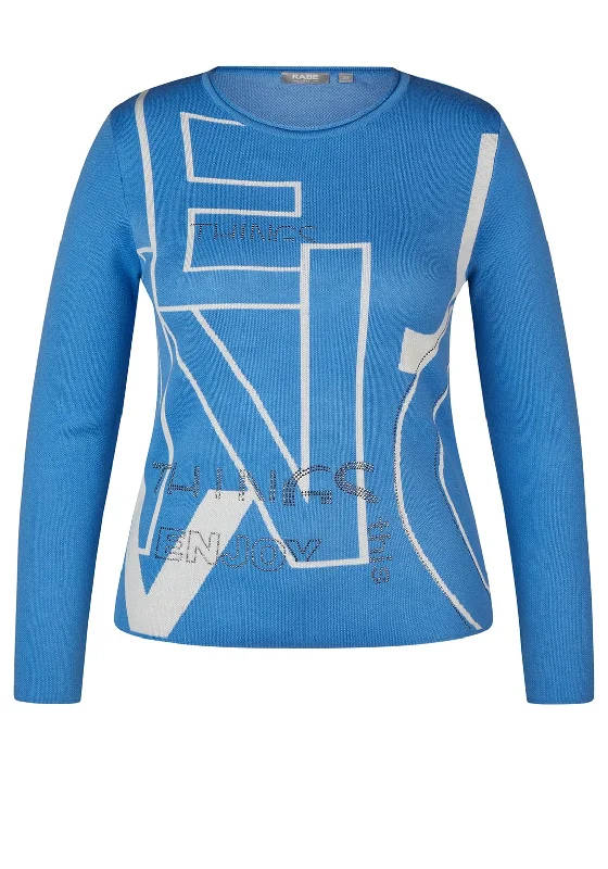 Rabe Graphic Print Rhinestone Knit Jumper, Blue Cotton Fabric Linen Fabric Terry Fabric Rabe Graphic Print Rhinestone Knit Jumper, Blue Cotton Fabric Linen Fabric Terry Fabric