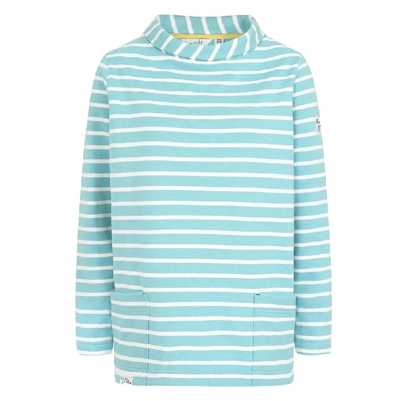 LJ94S - Striped Roll Neck Sweatshirt - Ocean Hoodie Dress Longline Feminine