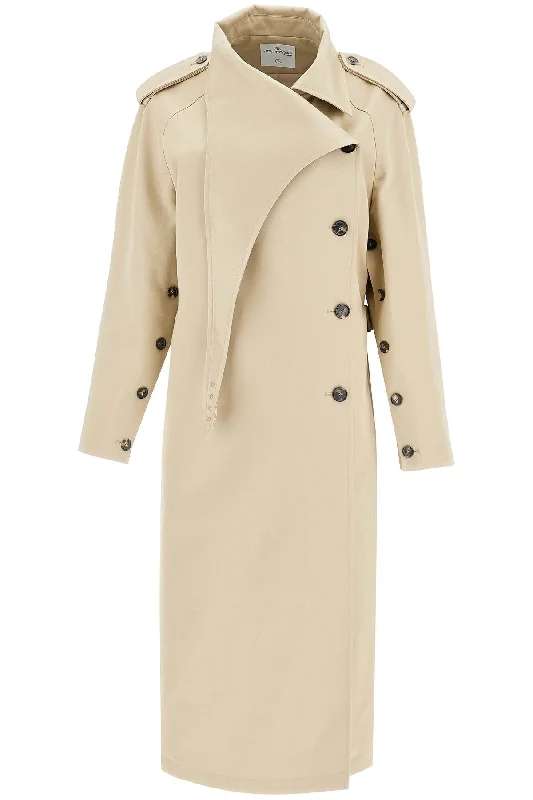 long trench coat with asymmetrical closure 424CMA178CO0131 BEIGE Chenille Brocade Lace long trench coat with asymmetrical closure 424CMA178CO0131 BEIGE Chenille Brocade Lace