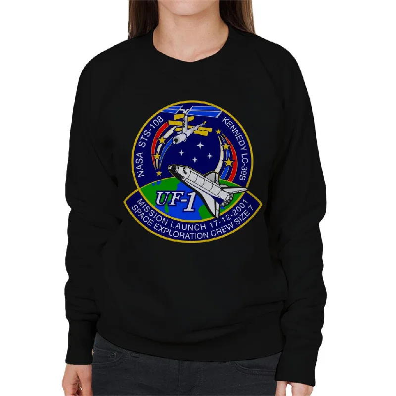 NASA STS 108 Endeavour Crew Badge Women's Sweatshirt Hoodie with High-Low Hem Asymmetrical Trendy NASA STS 108 Endeavour Crew Badge Women's Sweatshirt Hoodie with High-Low Hem Asymmetrical Trendy