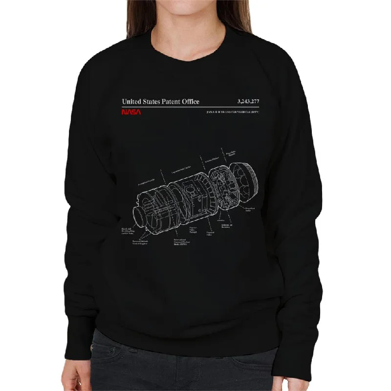 NASA JAXA H II Transfer Vehicle Blueprint Women's Sweatshirt Hoodie with Strings Custom Fit Adjustable NASA JAXA H II Transfer Vehicle Blueprint Women's Sweatshirt Hoodie with Strings Custom Fit Adjustable