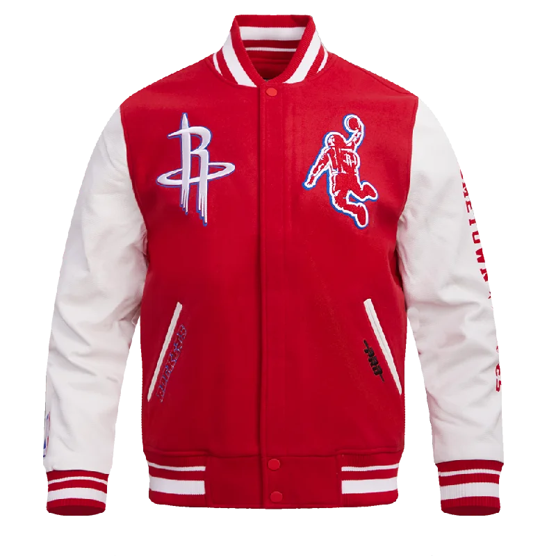 NBA HOUSTON ROCKETS MEN'S CHEST 95 ANI RIB WOOL VARSITY JACKET (RED/WHITE) Mesh Jacket Canvas Jacket Denim Jacket NBA HOUSTON ROCKETS MEN'S CHEST 95 ANI RIB WOOL VARSITY JACKET (RED/WHITE) Mesh Jacket Canvas Jacket Denim Jacket