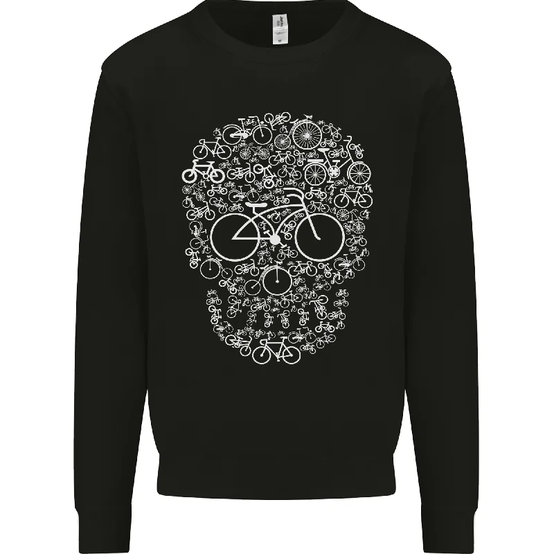 A Skull Made with Bicycles Cyclist Cycling Mens Sweatshirt Jumper Hoodie with Hem Lace Feminine Delicate A Skull Made with Bicycles Cyclist Cycling Mens Sweatshirt Jumper Hoodie with Hem Lace Feminine Delicate