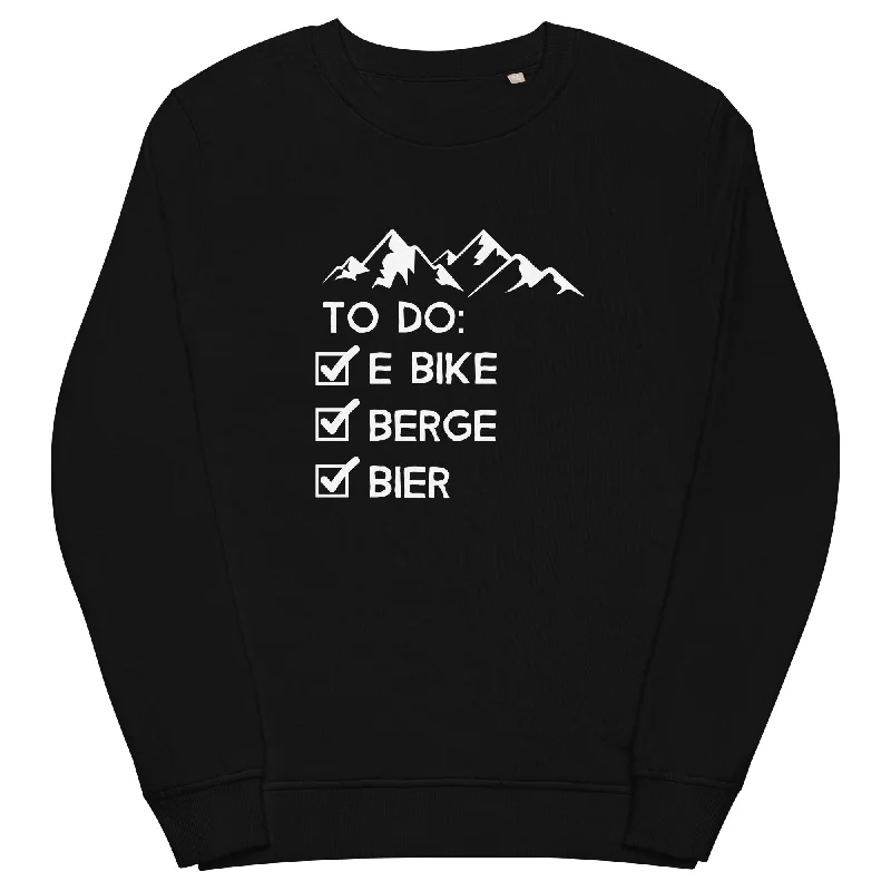 To Do Liste - E-Bike, Berge, Bier - Unisex Premium Organic Sweatshirt Hoodie with Sequins Glamorous Eye-catching To Do Liste - E-Bike, Berge, Bier - Unisex Premium Organic Sweatshirt Hoodie with Sequins Glamorous Eye-catching