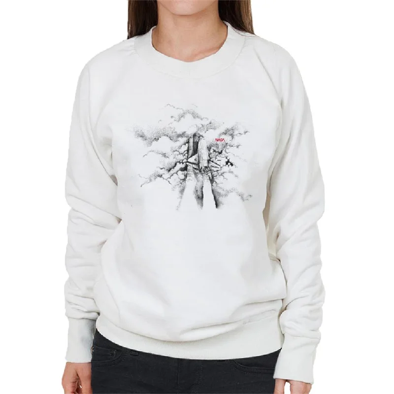 NASA Launch Beyond The Clouds Women's Sweatshirt Zip Hoodie Drawstring Kangaroo Pocket NASA Launch Beyond The Clouds Women's Sweatshirt Zip Hoodie Drawstring Kangaroo Pocket