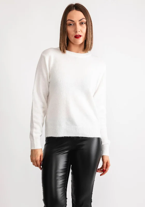 Kaffe Malene Open Back Knit Jumper, Chalk White Open Front Closed Front Wrap Front