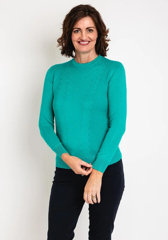 Castle of Ireland Rhinestone Ribbed Sweater, Spring Leaf Thin Thick Dense
