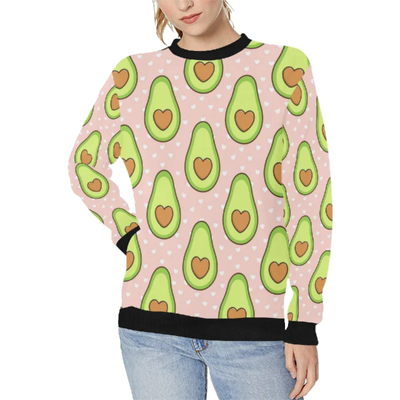 Avocado heart pink background Women's Crew Neck Sweatshirt Hoodie with Lace Feminine Delicate Avocado heart pink background Women's Crew Neck Sweatshirt Hoodie with Lace Feminine Delicate
