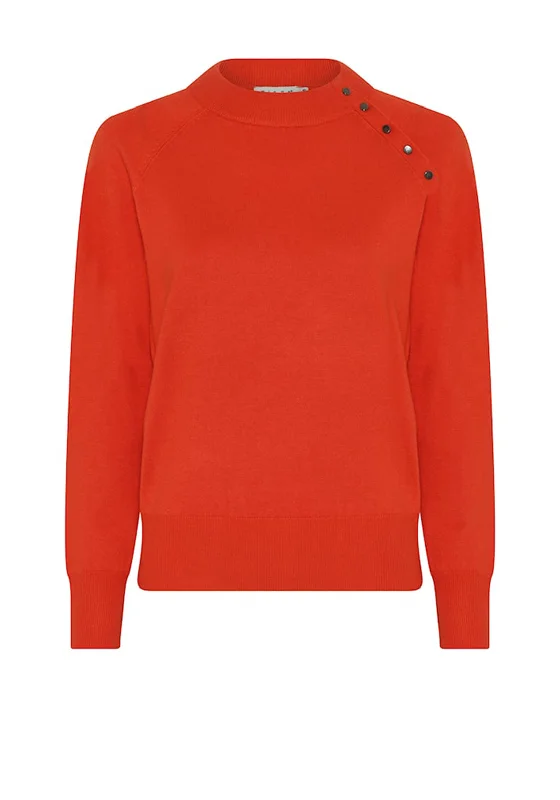 Micha Studded Basic Knit Jumper, Orange Terry Terry Cloth Terry Knit