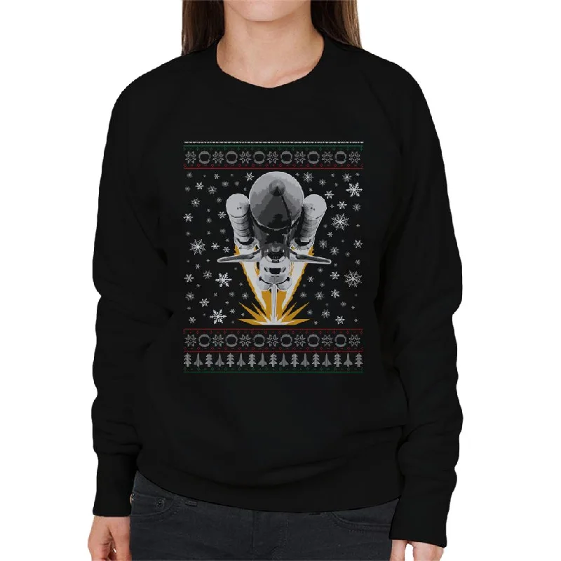 NASA Shuttle Launch Christmas Knit Pattern Women's Sweatshirt Hoodie with Embroidery Detailed Premium NASA Shuttle Launch Christmas Knit Pattern Women's Sweatshirt Hoodie with Embroidery Detailed Premium
