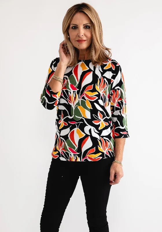 Anonymous Floral Printed Sweater, Black Mesh Sweater Canvas Denim