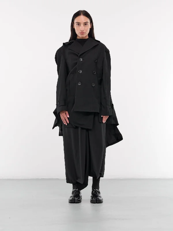 Asymmetric Draped Coat (GN-C001-051-BLACK) Quilted Jacket Anorak Windbreaker