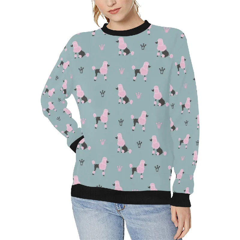 poodle dog pattern Women's Crew Neck Sweatshirt Hoodie with Full-Zip Functional Layering