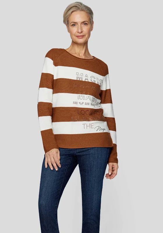 Rabe Striped Rhinestone Knit Jumper, Brown Velvet Chenille Corduroy