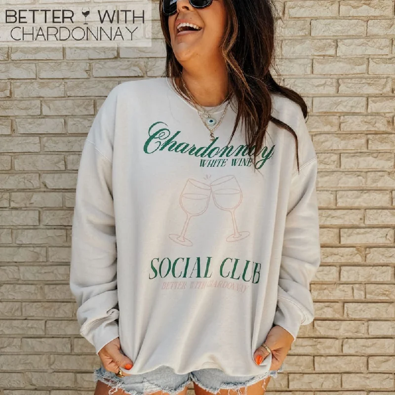 Chardonnay Social Club Sweatshirt Hoodie with Applique Textured Unique