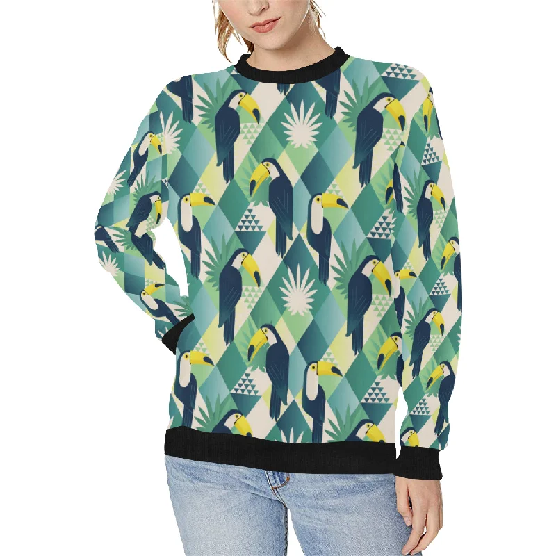Toucan tropical leaves design pattern Women's Crew Neck Sweatshirt Hoodie with Zipper Versatile Modern Toucan tropical leaves design pattern Women's Crew Neck Sweatshirt Hoodie with Zipper Versatile Modern