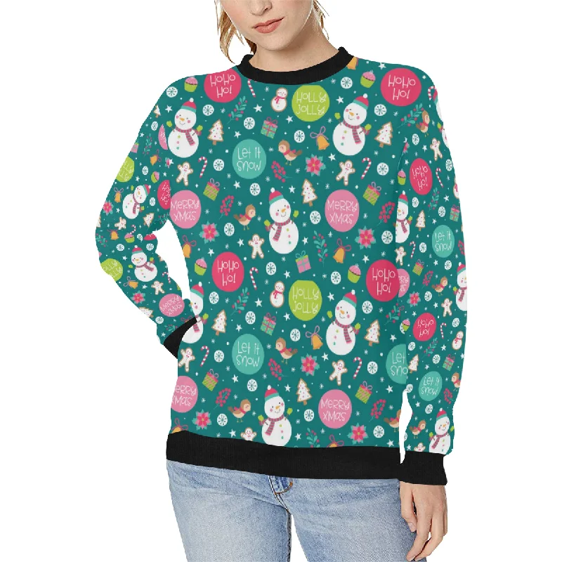 Snowman bird decorative elements christmas pattern Women's Crew Neck Sweatshirt Hoodie with Cropped Fit Short Trendy Snowman bird decorative elements christmas pattern Women's Crew Neck Sweatshirt Hoodie with Cropped Fit Short Trendy