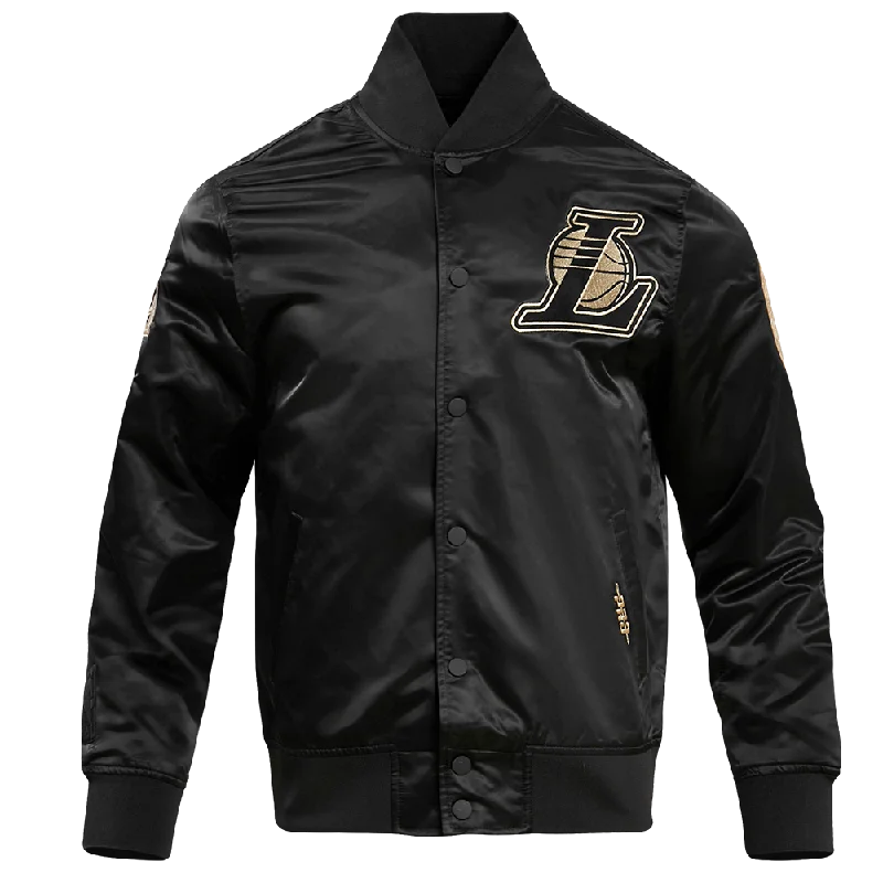 LOS ANGELES LAKERS GOLD LOGO SATIN JACKET (BLACK) Nylon Jacket Polyester Jacket Spandex Jacket LOS ANGELES LAKERS GOLD LOGO SATIN JACKET (BLACK) Nylon Jacket Polyester Jacket Spandex Jacket