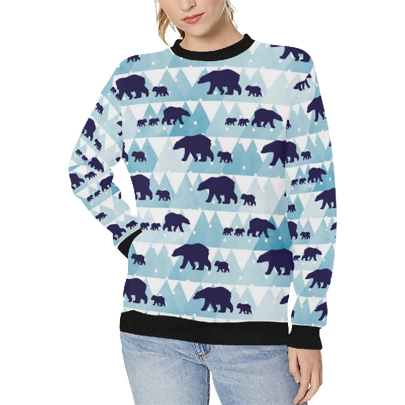 polar bear winter snow pattern Women's Crew Neck Sweatshirt Hoodie with Hem Contrast Bold Stylish polar bear winter snow pattern Women's Crew Neck Sweatshirt Hoodie with Hem Contrast Bold Stylish