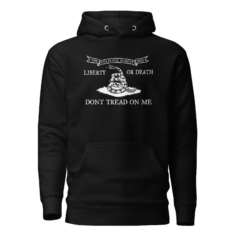 Culpeper Minute Men Don't Tread on Me Embroidered Hoodie Hoodie with Hem Applique Textured Unique Culpeper Minute Men Don't Tread on Me Embroidered Hoodie Hoodie with Hem Applique Textured Unique