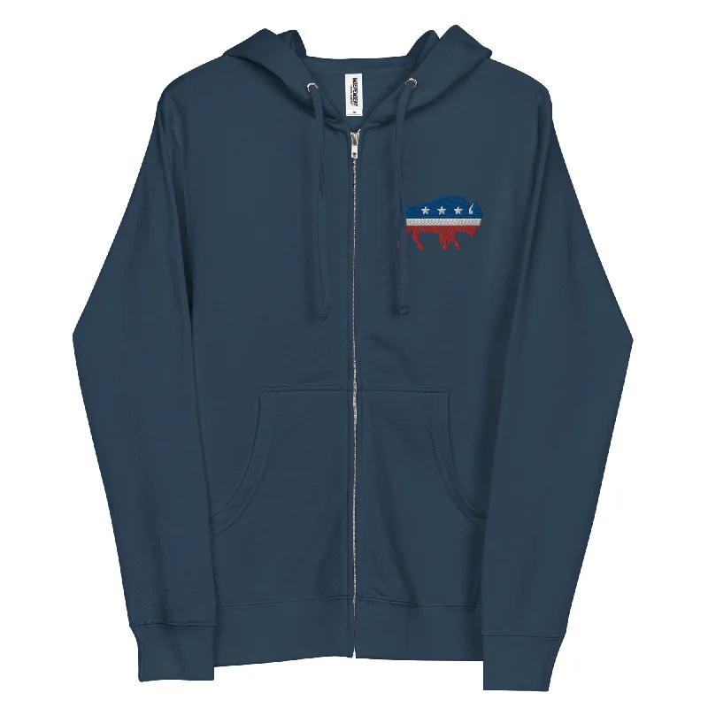 Bison Independent Unisex Fleece Zip Up Hoodie Hoodie with Full-Zip Functional Layering Bison Independent Unisex Fleece Zip Up Hoodie Hoodie with Full-Zip Functional Layering