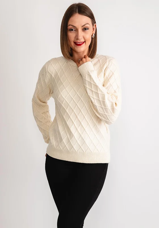 B. Young Manina Diamond Knit Jumper, Cream Rayon Fabric Velvet Fabric Corduroy Fabric B. Young Manina Diamond Knit Jumper, Cream Rayon Fabric Velvet Fabric Corduroy Fabric