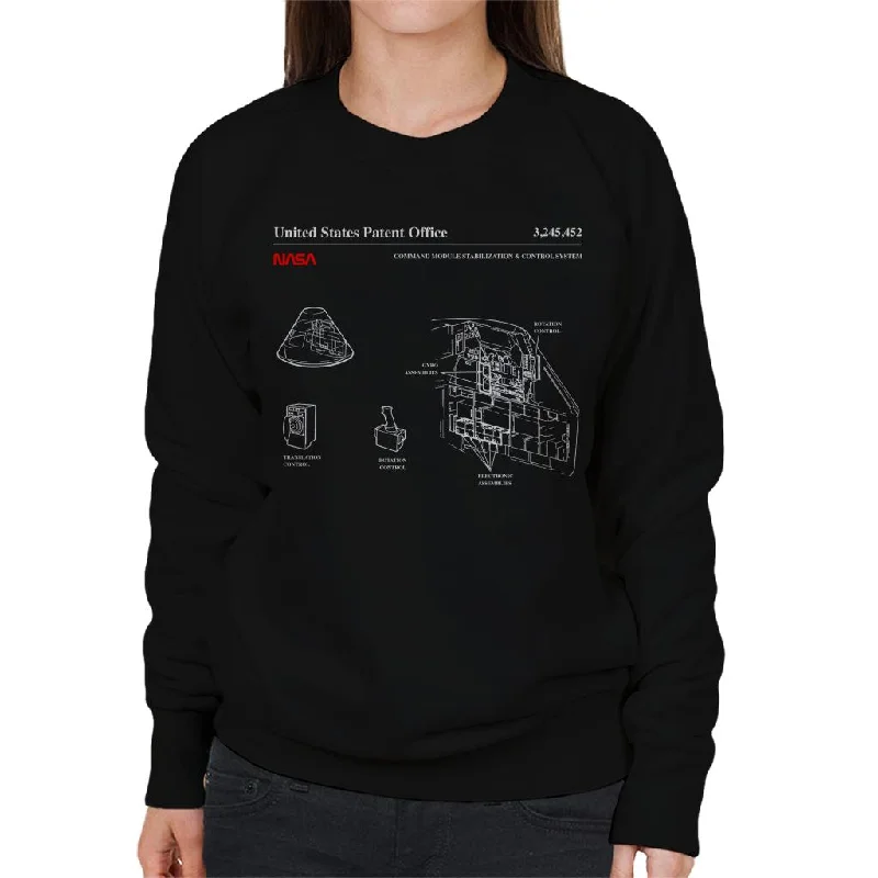 NASA Command Module Control System Blueprint Women's Sweatshirt Hoodie with Illustration Artistic Creative NASA Command Module Control System Blueprint Women's Sweatshirt Hoodie with Illustration Artistic Creative