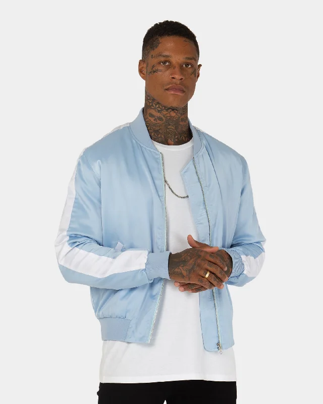XXIII Cole Satin Jacket Blue/White Faux Fur Fabric Real Fur Fabric Shearling Fabric