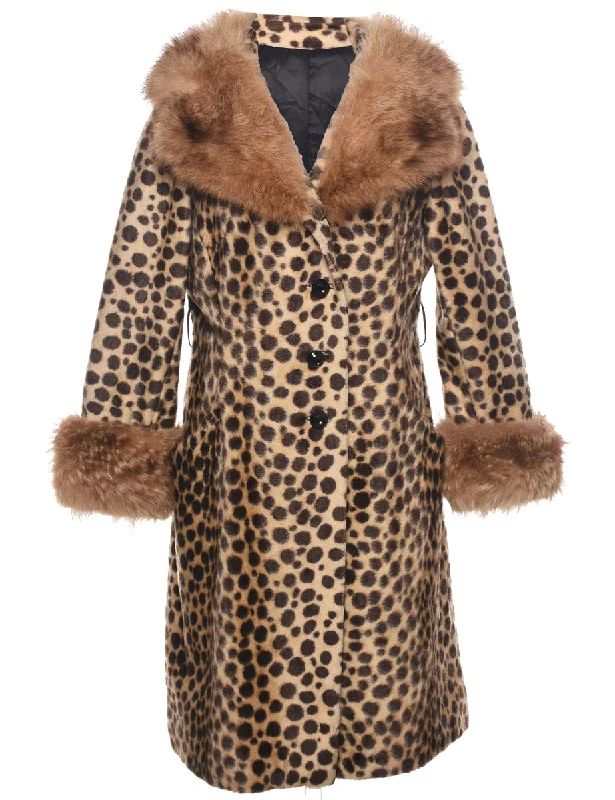 Leopard Print Faux Fur Coat - M Trapeze Tunic Caftan
