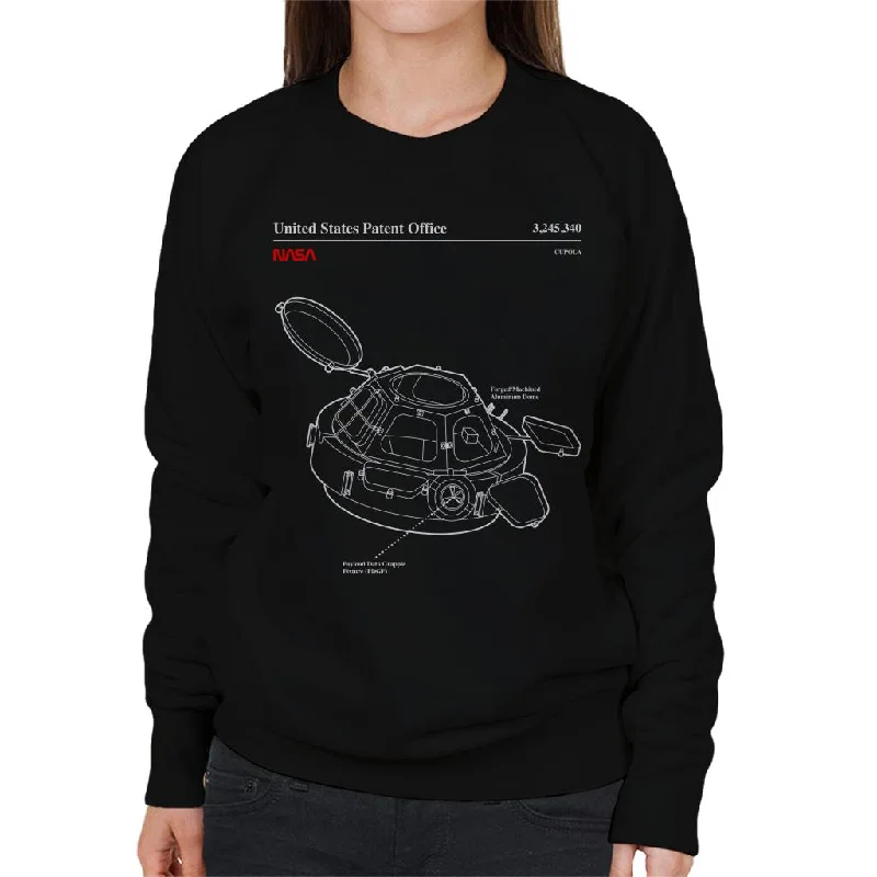 NASA Cupola Observation Hatch Blueprint Women's Sweatshirt Hoodie with Metallic Shiny Futuristic NASA Cupola Observation Hatch Blueprint Women's Sweatshirt Hoodie with Metallic Shiny Futuristic