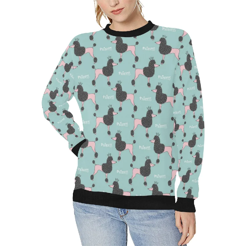 poodle dog green background Women's Crew Neck Sweatshirt Hoodie with Velcro Closure Adjustable Secure poodle dog green background Women's Crew Neck Sweatshirt Hoodie with Velcro Closure Adjustable Secure