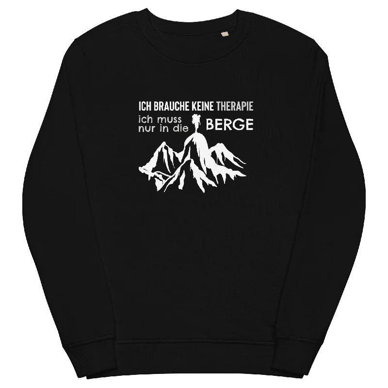 Therapie Ich muss nur in die Berge - Unisex Premium Organic Sweatshirt Hoodie with Distressed Vintage Worn Therapie Ich muss nur in die Berge - Unisex Premium Organic Sweatshirt Hoodie with Distressed Vintage Worn