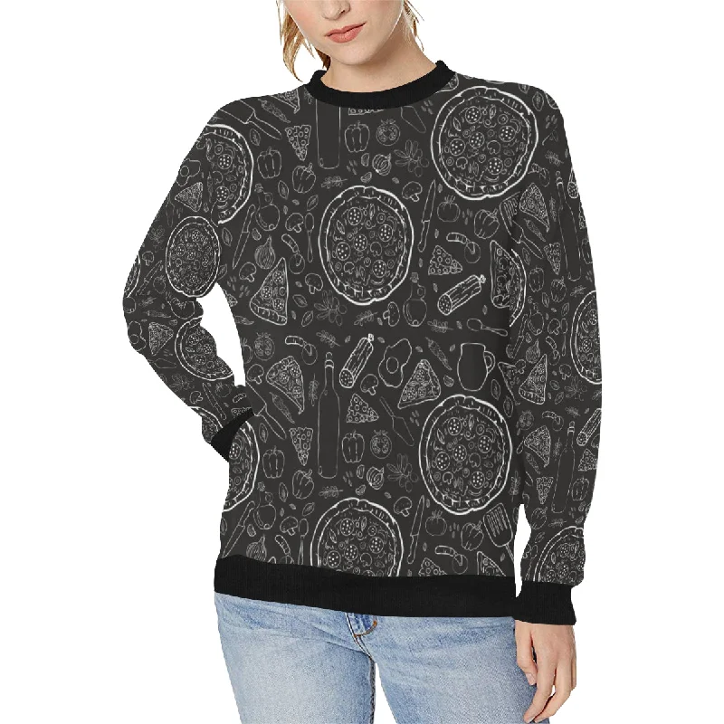 Pizza pattern Women's Crew Neck Sweatshirt Hoodie Sweatshirt Pullover