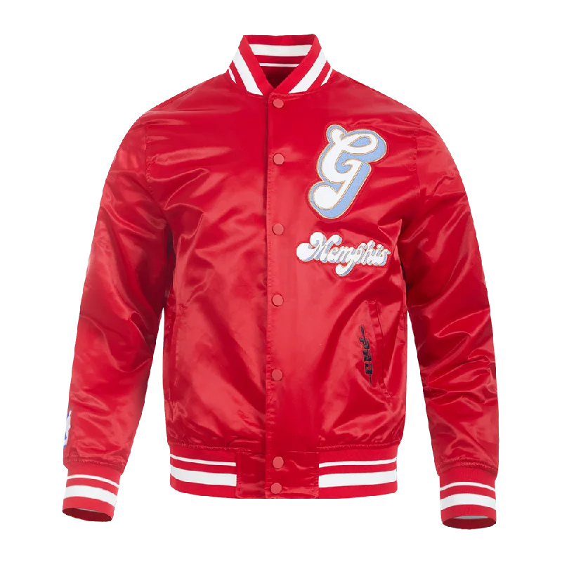 NBA MEMPHIS GRIZZLIES CITY EDITION 24-25 MEN'S RIB SATIN JACKET (RED) Nylon Fabric Polyester Fabric Spandex Fabric NBA MEMPHIS GRIZZLIES CITY EDITION 24-25 MEN'S RIB SATIN JACKET (RED) Nylon Fabric Polyester Fabric Spandex Fabric