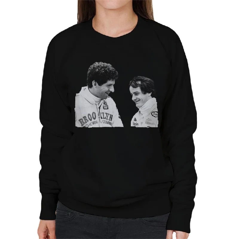 Motorsport Images Villeneuve & Scheckter Silverstone 1979 Women's Sweatshirt Hoodie with Snap Buttons Easy Quick