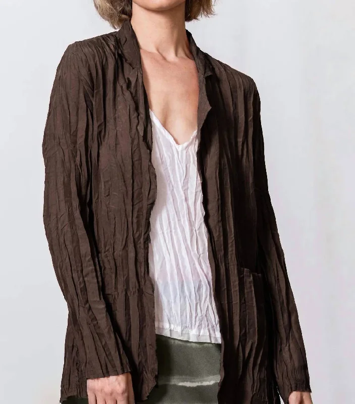 Go Crinkle Cut Jacket In Java Welt Pockets Slit Pockets Flap Pockets