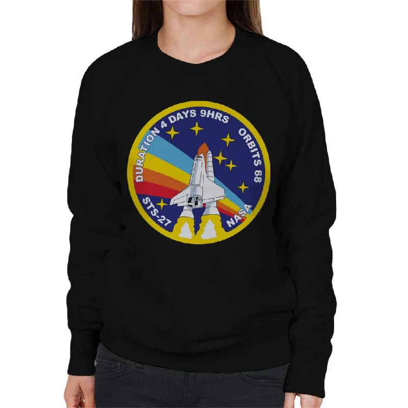 NASA STS 27 Atlantis Mission Badge Women's Sweatshirt Hoodie with Strings Custom Fit Adjustable NASA STS 27 Atlantis Mission Badge Women's Sweatshirt Hoodie with Strings Custom Fit Adjustable