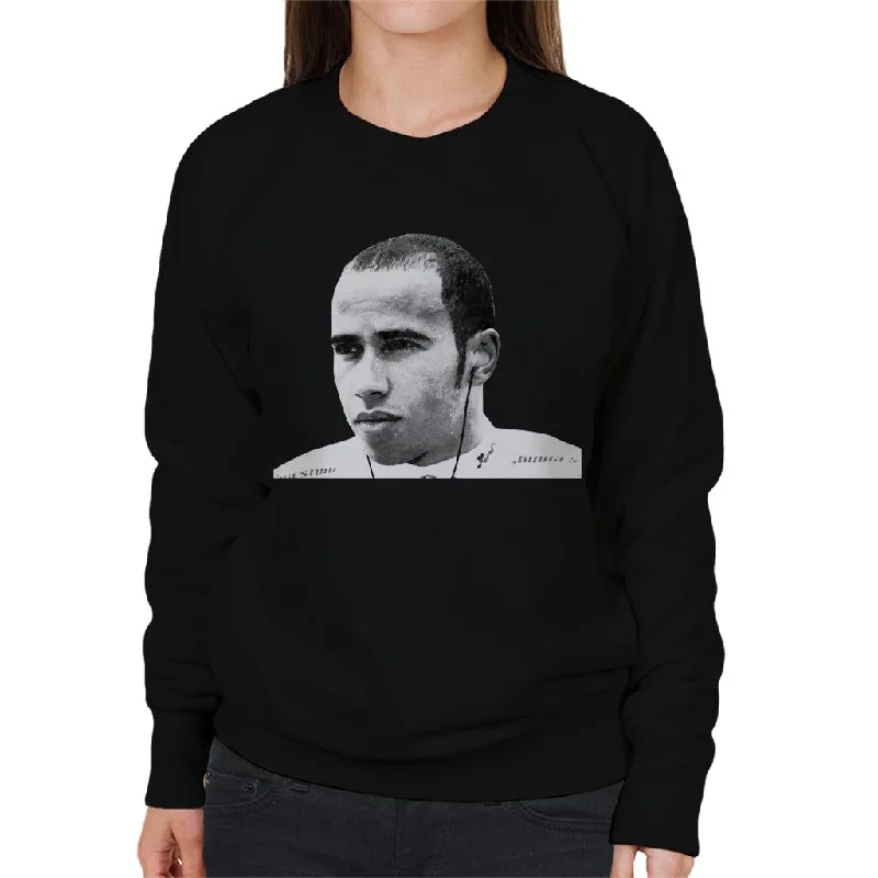 Motorsport Images Lewis Hamilton Still Women's Sweatshirt Hoodie with Distressed Vintage Worn