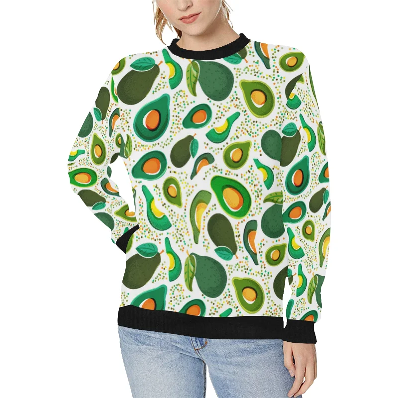 Avocado design pattern Women's Crew Neck Sweatshirt Hoodie with Typography Text Message Avocado design pattern Women's Crew Neck Sweatshirt Hoodie with Typography Text Message