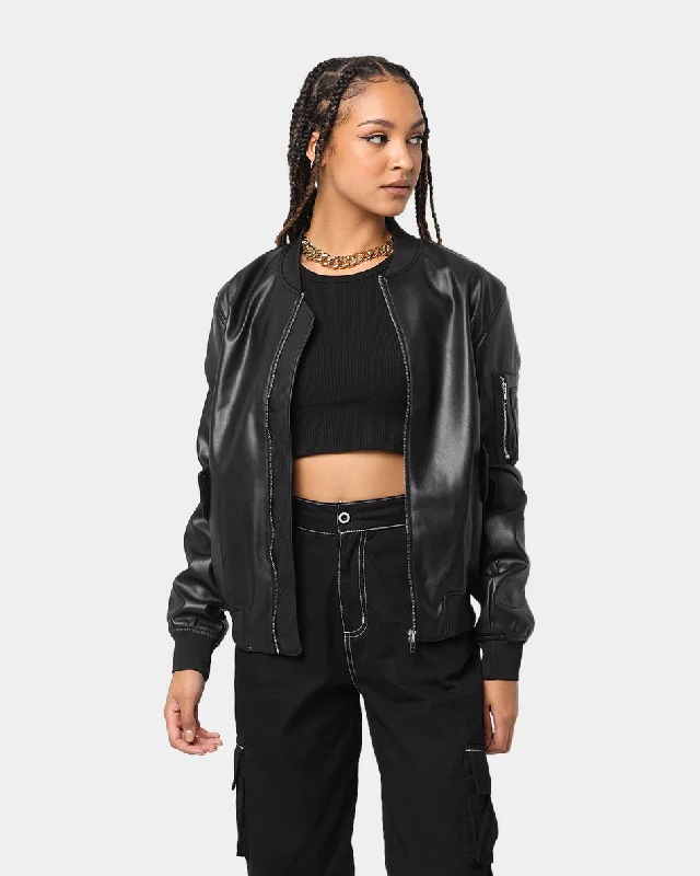 XXII Felix Faux Leather Jacket Black Toggled Jacket Drawstring Jacket Belted Jacket
