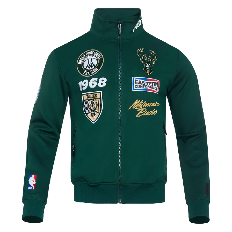 NBA MILWAUKEE BUCKS FAST LANE MEN'S DK TRACK JACKET (FOREST GREEN) Knit Fabric Woven Fabric Fleece Fabric NBA MILWAUKEE BUCKS FAST LANE MEN'S DK TRACK JACKET (FOREST GREEN) Knit Fabric Woven Fabric Fleece Fabric