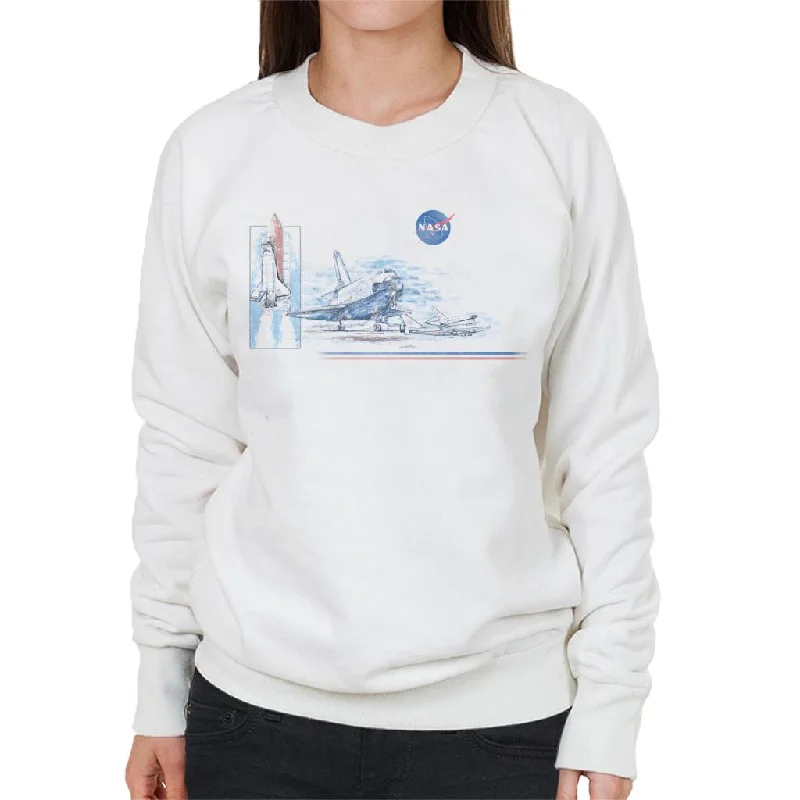 NASA Liftoff From Space Centre Women's Sweatshirt Hoodie with Hem Fringe Bohemian Relaxed NASA Liftoff From Space Centre Women's Sweatshirt Hoodie with Hem Fringe Bohemian Relaxed