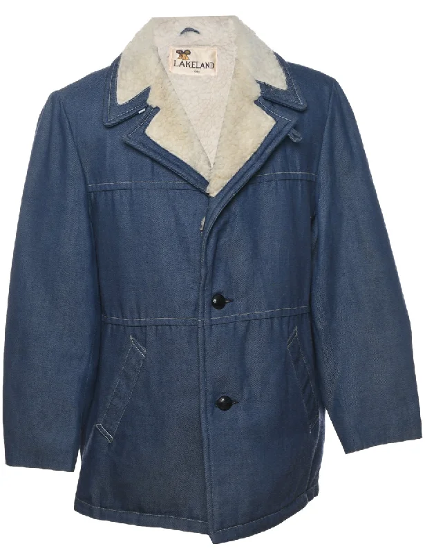 Lake Land Shearling Denim Jacket - XL Stand-Up Collar Roll-Neck Collar Turtle Neck