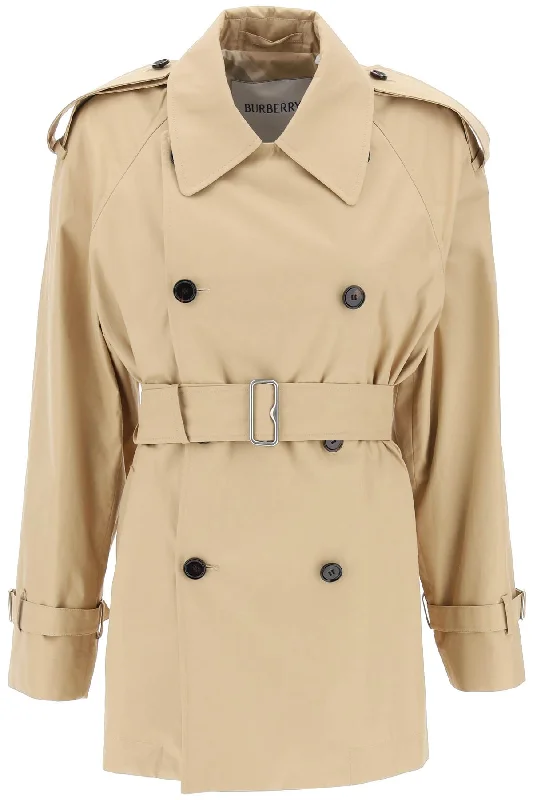 Burberry double-breasted midi trench coat 8089783 FLAX Pleated Ruffled tiered