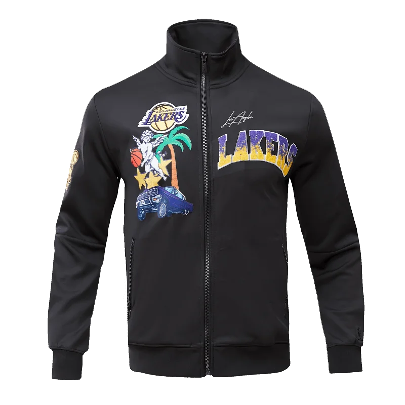 NBA LOS ANGELES LAKERS GRADIENT LOGO MEN'S TRACK JACKET (BLACK/PURPLE) Tailored Jacket Straight Jacket A-Line Jacket NBA LOS ANGELES LAKERS GRADIENT LOGO MEN'S TRACK JACKET (BLACK/PURPLE) Tailored Jacket Straight Jacket A-Line Jacket