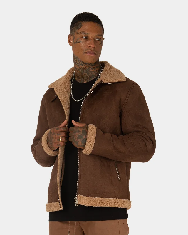 XXIII Will Aviator Jacket Tan Boat Neck Shawl Collar Notched Collar