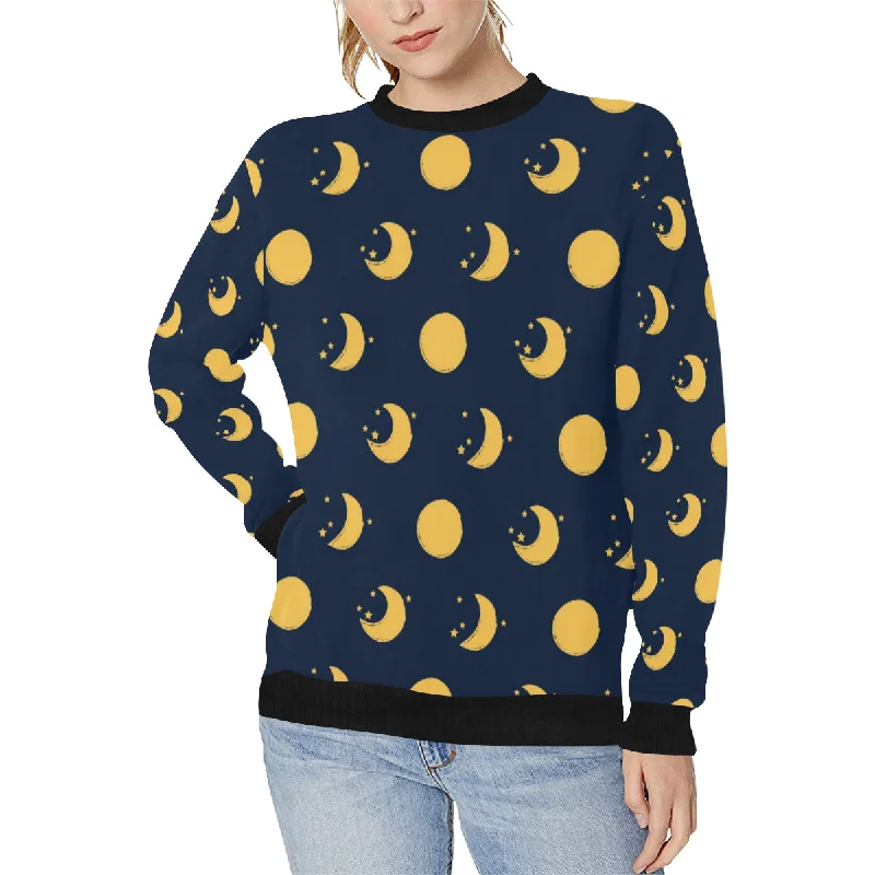 Moon star pattern Women's Crew Neck Sweatshirt Hoodie with Patch Decorative Personalized Moon star pattern Women's Crew Neck Sweatshirt Hoodie with Patch Decorative Personalized