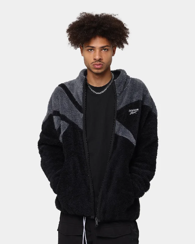 Reebok Classics Sherpa Track Jacket Black Insulated Jacket Fitted Jacket Loose Jacket Reebok Classics Sherpa Track Jacket Black Insulated Jacket Fitted Jacket Loose Jacket